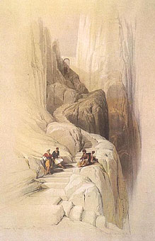 Подъем на вершину горы Синай. Рисунок Д.Робертса XIX в.